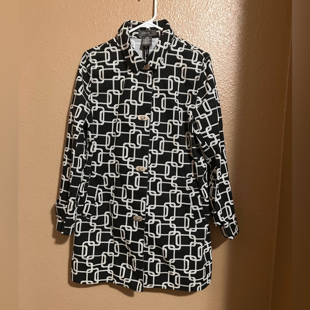 George Black and White Geometric Coat